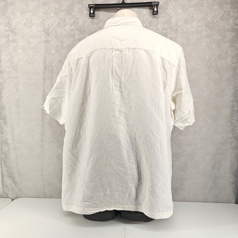 Cubavera Shirt Mens 4XLT XXXXL Tall White Linen Cotton Blend Button Down Casual - Picture 4 of 12